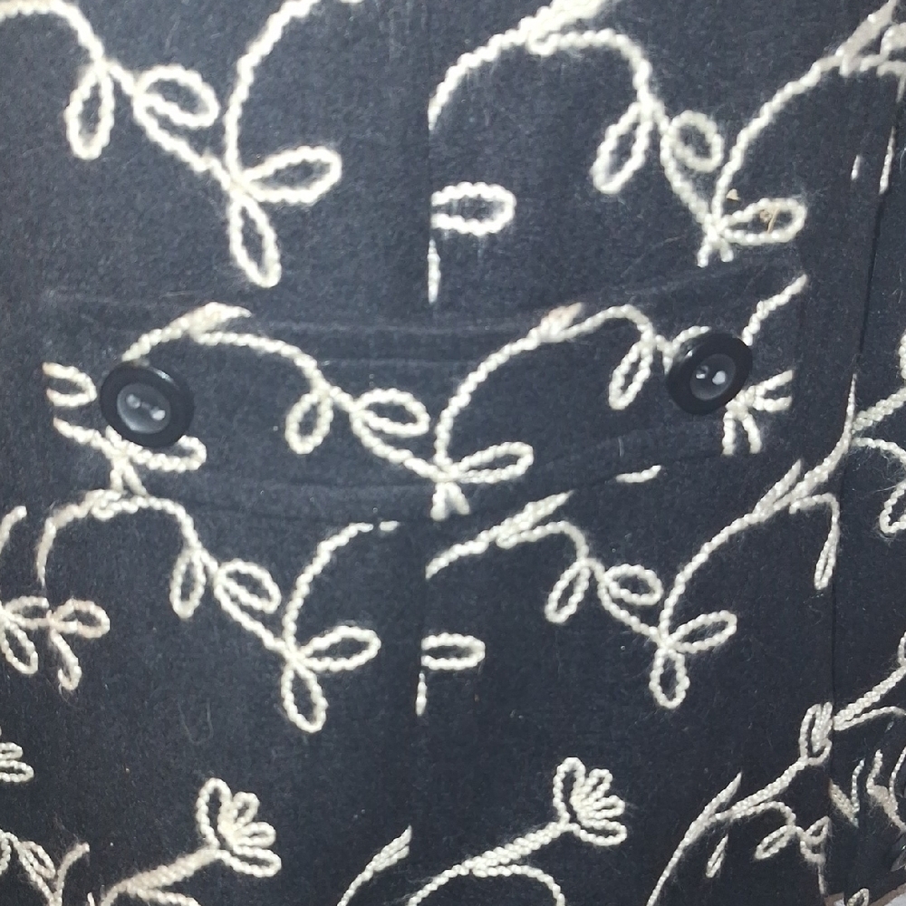 Focus By Shani Black and White Embroidered Wool Jacket - Picture 9 of 11